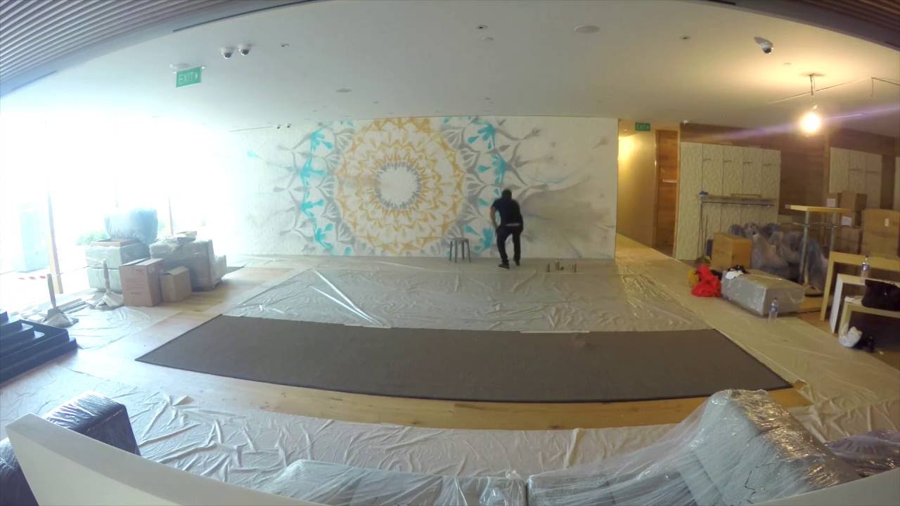 Pure Yoga Singapore - Asia Square Tower : Making of the Artwork - YouTube