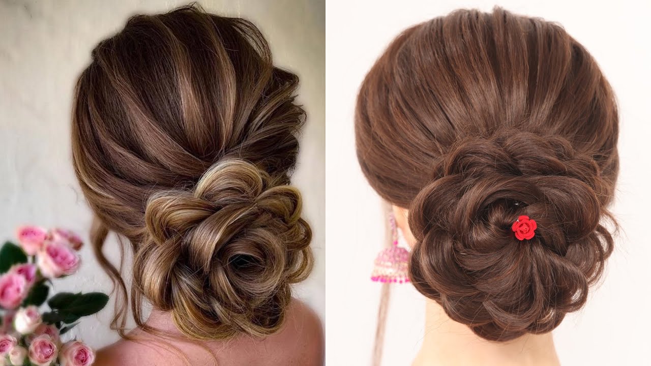 Easy and Pretty Rose Bun Hairstyle for Prom Dress, Hairdo for Party