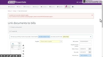 Using the Intray function (Smart Bills) in MYOB Essentials