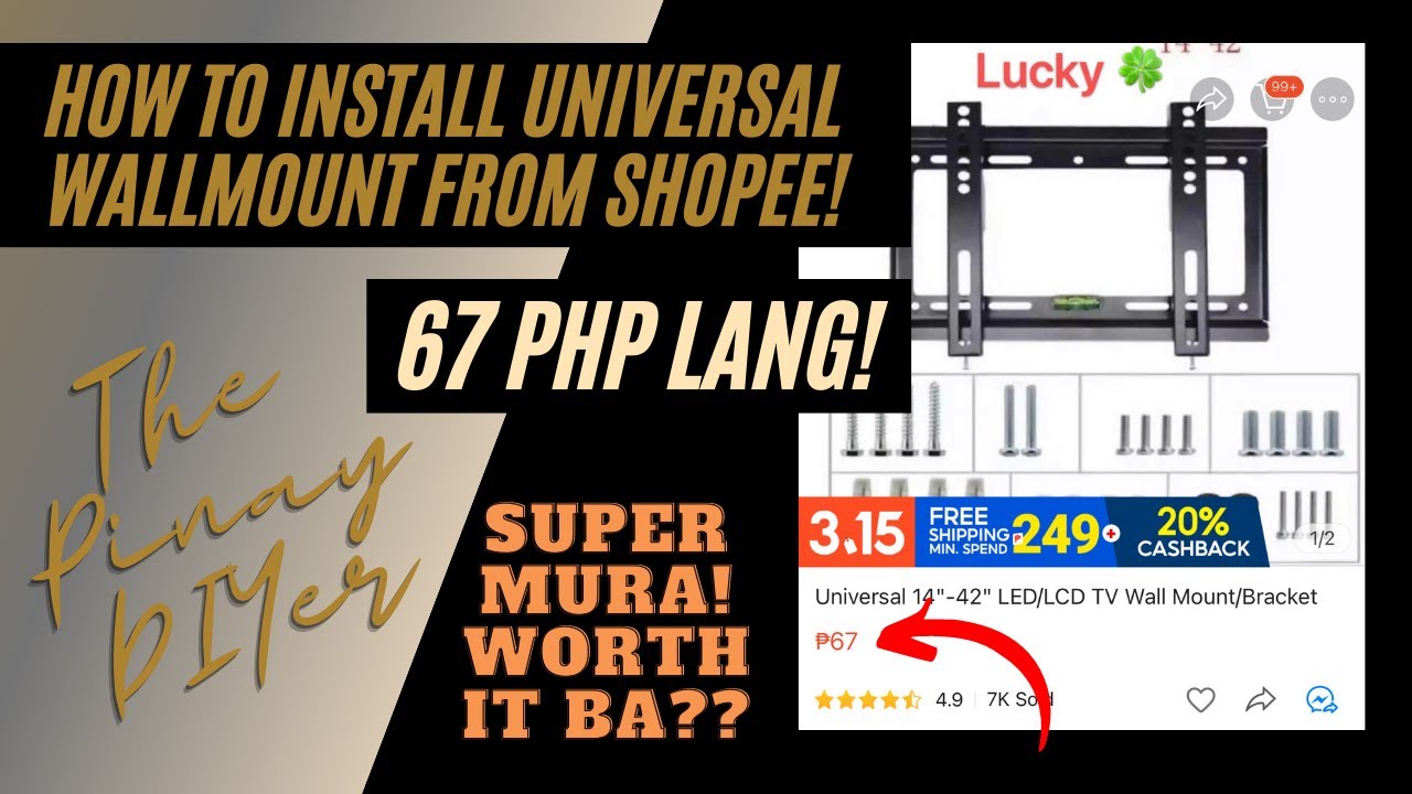 How to install cheap Universal TV Wall Mount from Shopee SOBRANG MURA - The Pinay DIYer