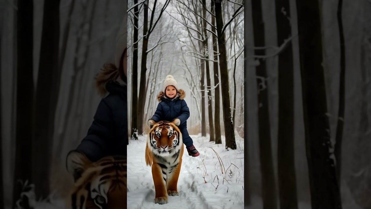 How Is This Possible? Baby Sitting on a Tiger! 😯🐯👶
