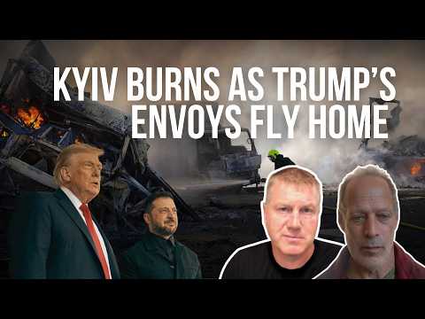 Kyiv Burns as Trump’s Envoys Fly Home