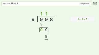 Long Division Problem 998/9: Step-by-Step Video Solution