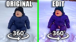 360º VR Baby talking in the snow Original vs Edit (viral video)