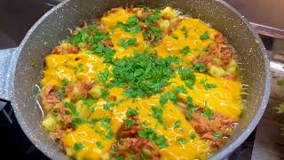 Only 3 Ingredients Potato, Sausage, Onion Simple Healthy Breakfast Potato Omelet Recipe
