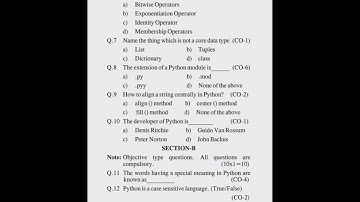 #HSBTE Diploma 5th Semester Computer Engineering Sample Paper of Computer Programming Using Python