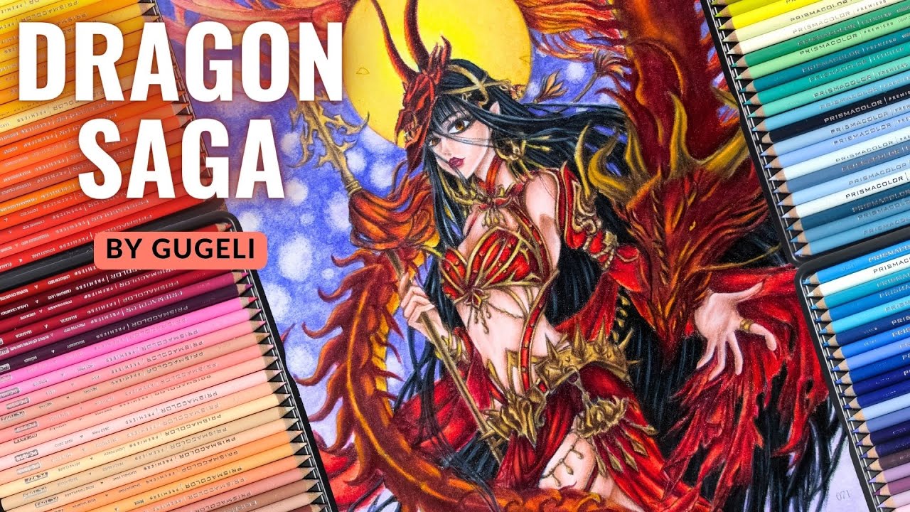 Dragon Saga: Legend of the Scarlet Dragon | Colorful Time by GUGELI | Adult Coloring