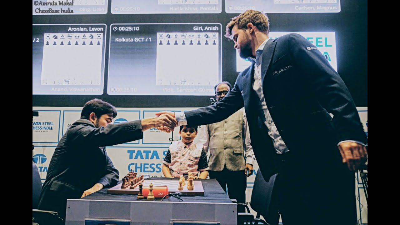 Magnus Carlsen vs Vidit Gujrathi, Magnus Carlsen passou mal e ofereceu  empate para Vidit Gujrathi no lance 5! Tata Steel Chess Índia 2019 Vídeo:  Chess Base Índia, By Xadrez é arte