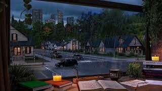 Suburban Street View Rain Sounds | Cozy Study Room for Focus, Study, Relaxation Ambience 🌧️📚 screenshot 3
