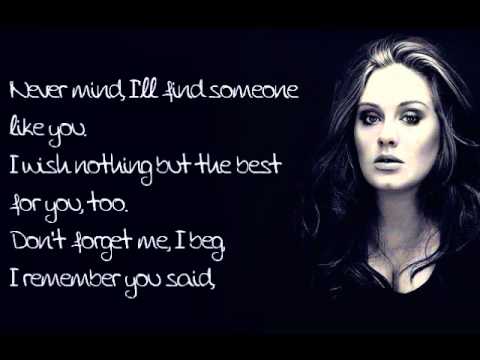 Adele Someone Like You Instrumental Lyrics Youtube