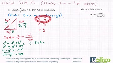 Trigonometry 2018 Q4 b Paper 2 Leaving Cert Higher Level Maths