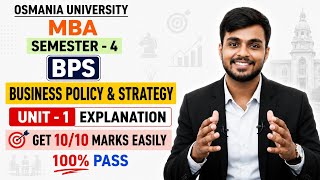 Business Policy & Strategy (BPS) | UNIT-1 Important Questions Explanation | O.U MBA Sem-4 | 💯 PASS 