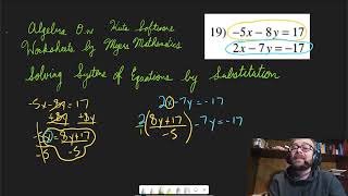 Solving Systems of Equations by Substitution Number 19- Algebra 1 Kuta Worksheet Series