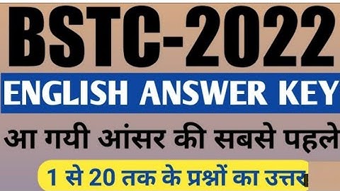 BSTC Exam 2022 - 8 October Full paper Answer Key//bstc english answer key