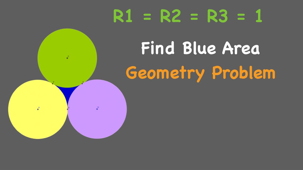 R1 R2 R3 Geometry Geometry problem | Find The Blue Area | R1 = R2 = R3 = 1 - YouTube