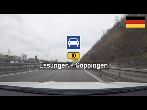 Driving in Germany: Bundesstraße B10 from Esslingen am Neckar to Göppingen