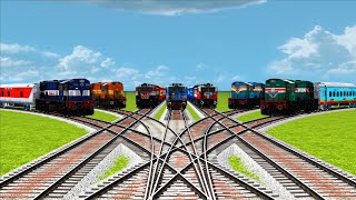 TRAINS PASSING THROUGH MOST DIFFICULT SHARP BEND RAILROAD TRACKS ⚠️ - Train Game Simulator