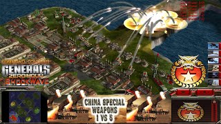 China Special Weapons 1 vs 5 HARD Generals  Command & Conquer: Generals ShockWave Gameplay