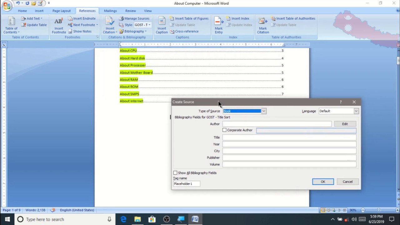 How to Use References tab In Nepali