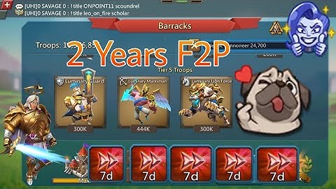 my All T5 Open 2  Years F2P Account  Unlocking T5 Troops |   F2P Accout #lordsmobile