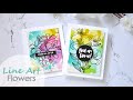 How to Make 2 BEAUTIFUL Line Art Floral Cards FAST!