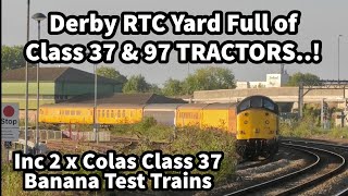 Derby RTC Yard Full of Class 37 & 97 TRACTORS  Including 2 x Returning BANANA Test Rigs 13/08/22