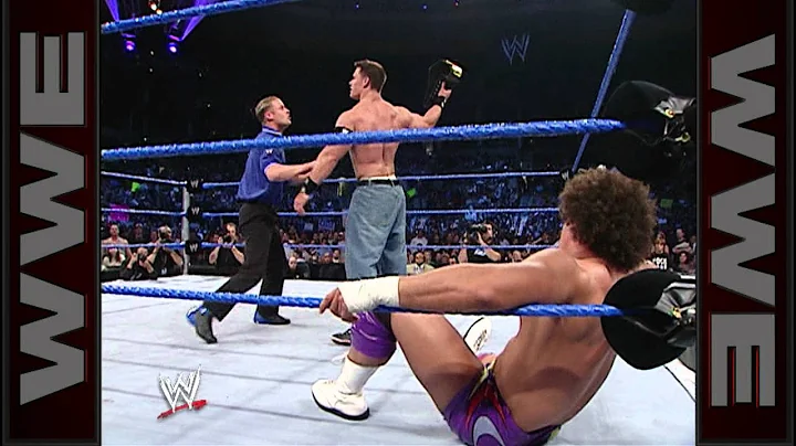 Carlito knocks out John Cena with his own steel chain