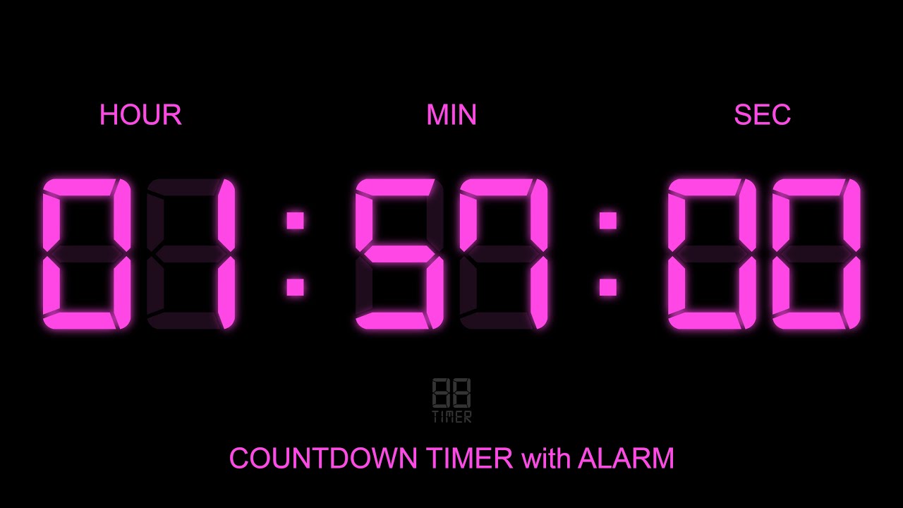 1 Hour 57 Minute Countdown Timer with Alarm Start and Finish time ...