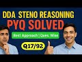 DDA Stenographer Reasoning PYQ Solved | Q17/92 | Best Approach &amp; Question Wise Solution
