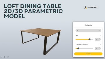 Loft Dining Table 2D/3D Parametric Model/ BeeGraphy 3D Configurator/ BeeGraphy 3D Marketplace