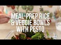 How to Meal-Prep Brown Rice & Roasted Vegetable Bowls with Pesto | EatingWell