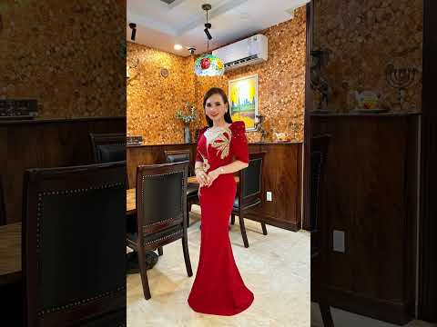 Đầm Dạ Hội Đuôi Cá Đỏ Đính Đá Phối Ren Egan Dress - Quỳnh Anh Luxury Fashion - 0938.171.599