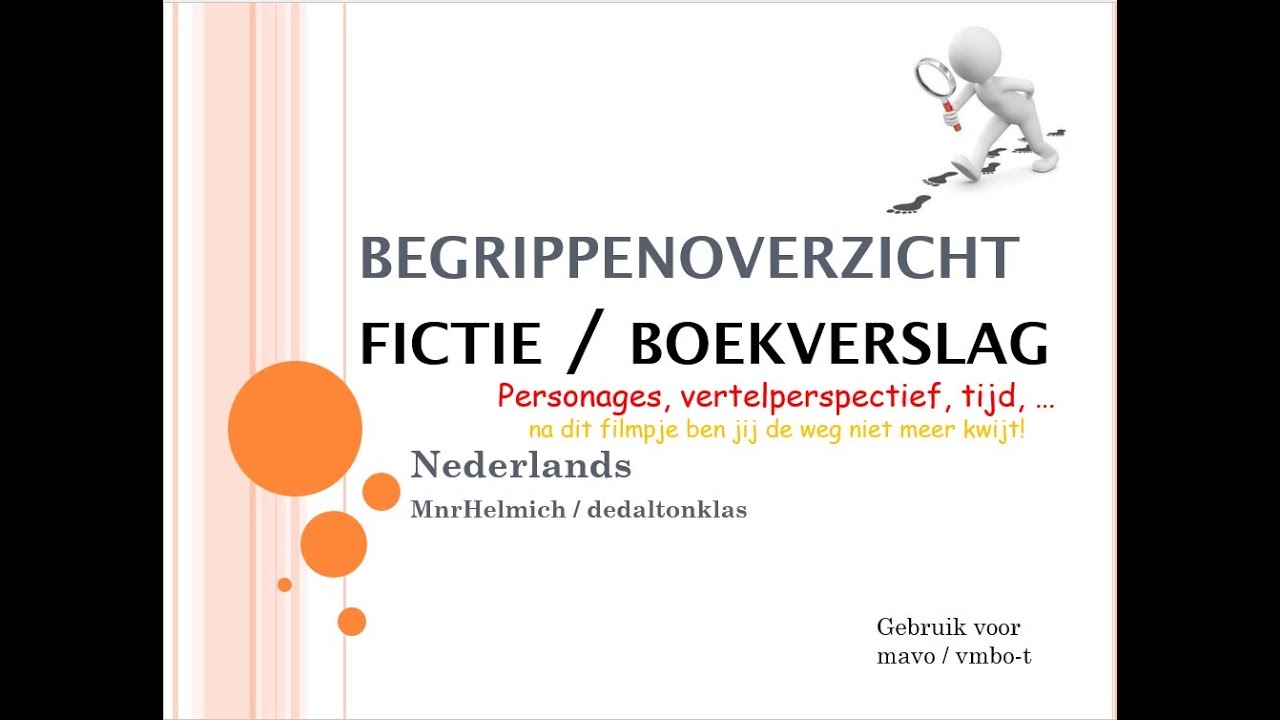 Uitleg begrippen fictie-/boekverslag - YouTube