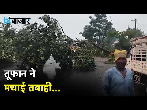 तेलंगाना के बुर्गम्पाडु में तेज आंधी-बारिश ने मचाई तबाही! दुकानों की उड़ी छत, सड़कों पर गिरे पेड़