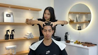 Head Massage Therapy Asmr For Stress Relief💆🏻‍♂️ Scalp Tingles - Tok Sen Tools✨ Lady Shivu Barber
