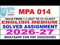 MPA 014 solved assignment 2026-27 in English || mpa 014 solved assignment 2027 || mpa14 2026-27