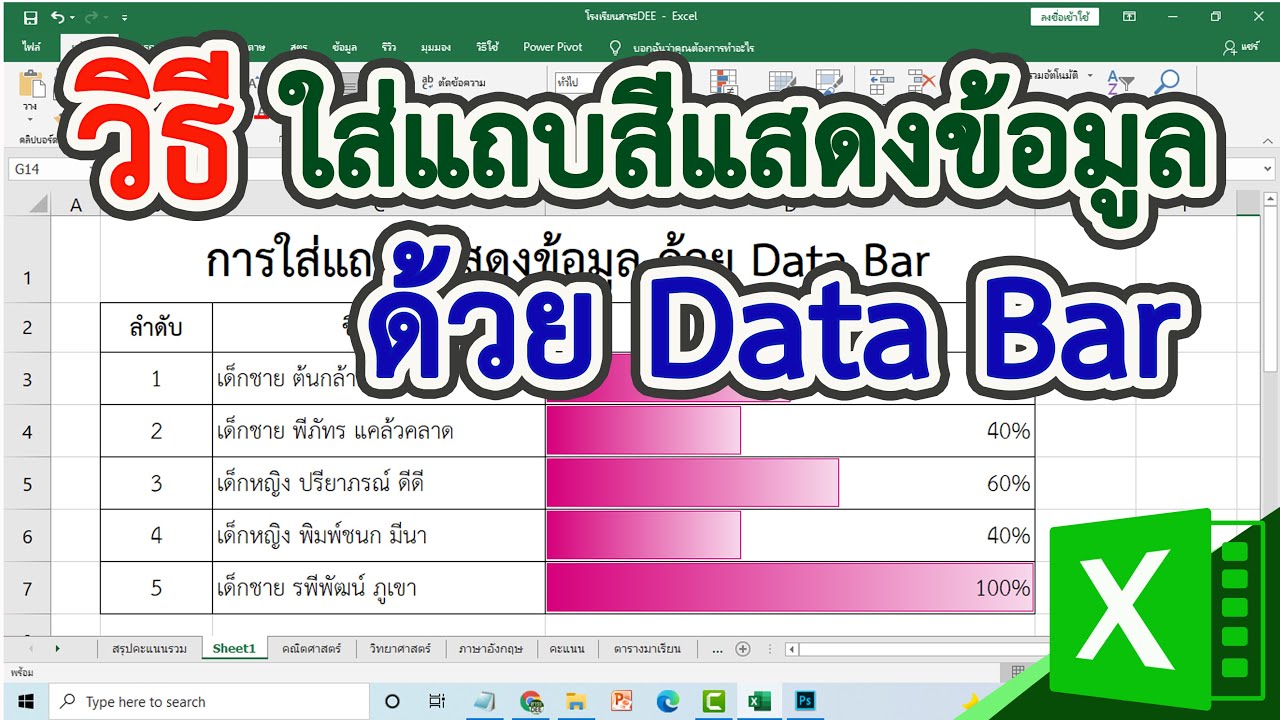 การ ใส่ แถบ สี ใน excel 2022 Update วิธีการใส่แถบสีแสดงข้อมูล ด้วย Data Bar ใน Excel #สาระDEE
