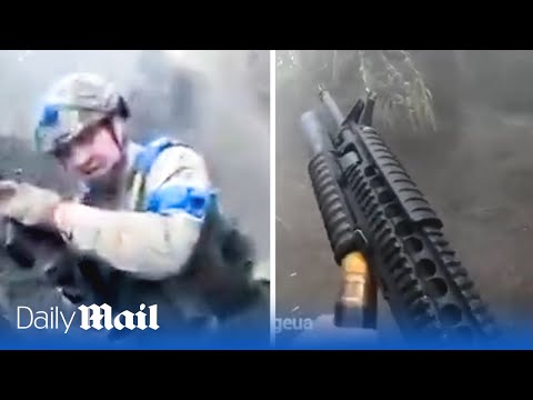 Close quarters gun battle: Ukrainian troops in shootout with Russian soldiers in narrow trench