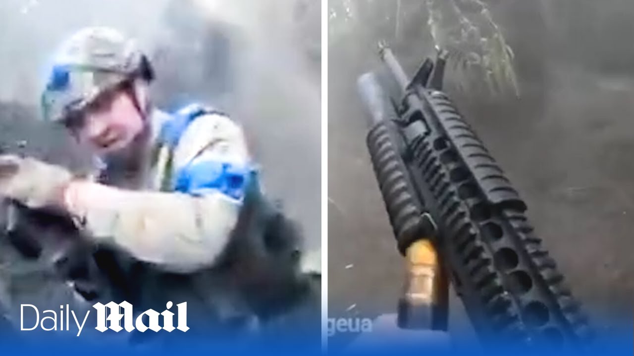 Close-quarters gun battle: Ukrainian troops in shootout with Russian soldiers in narrow trench