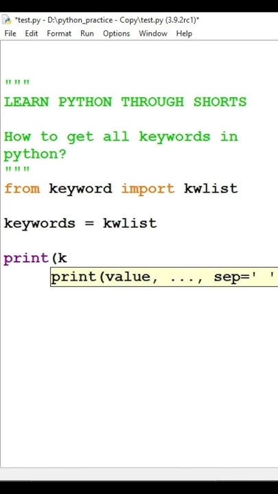 How to get all keywords in python #shorts #pythonshorts #pythonkeywords ...