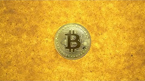 Bitcoin On Gold Background Stock Video