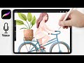 Botanical Bicyclist  // Watercolor Bicycle Lady Tutorial // Watercolor for Procreate Tutorial