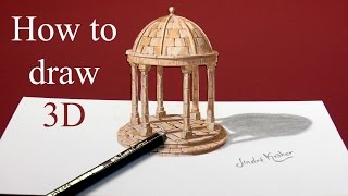 How To Draw 3D - Barock Pavilion - Anamorphic Illusion