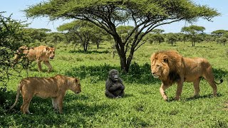 Baby Gorilla Breaks Down in Tears Surrounded by Lions, What Happened Next Left Everyone in Tears!