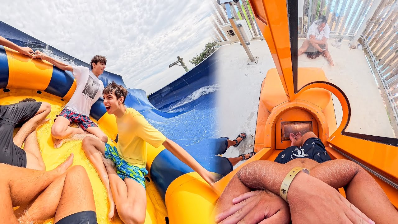 Riding EVERY BIG Waterslide at Hurricane Harbor - Six Flags Fiesta Texas Waterpark