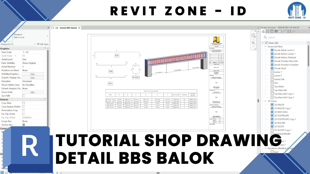 TUTORIAL SHOP DRAWING (LOD 350) DETAIL BBS  SLOOF| STUDI CASE RUMAH 2 LANTAI