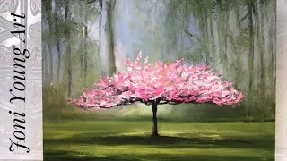 ”LITTLE PINK TREE”   15 minutes! REAL TIME, STEP BY STEP TUTORIAL | ACRYLIC