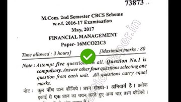 2017 Mdu MCom 2nd Sem Financial Management Question Paper
