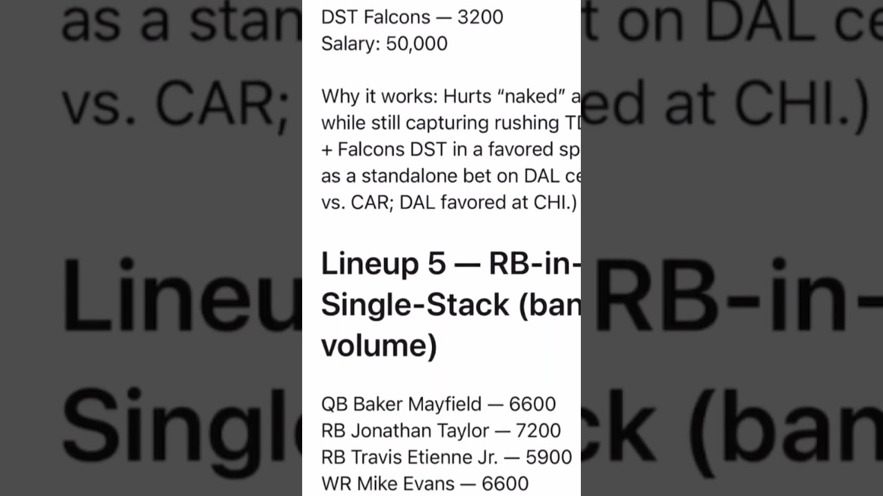 Week 3: Ai v Draft Kings Millie maker 