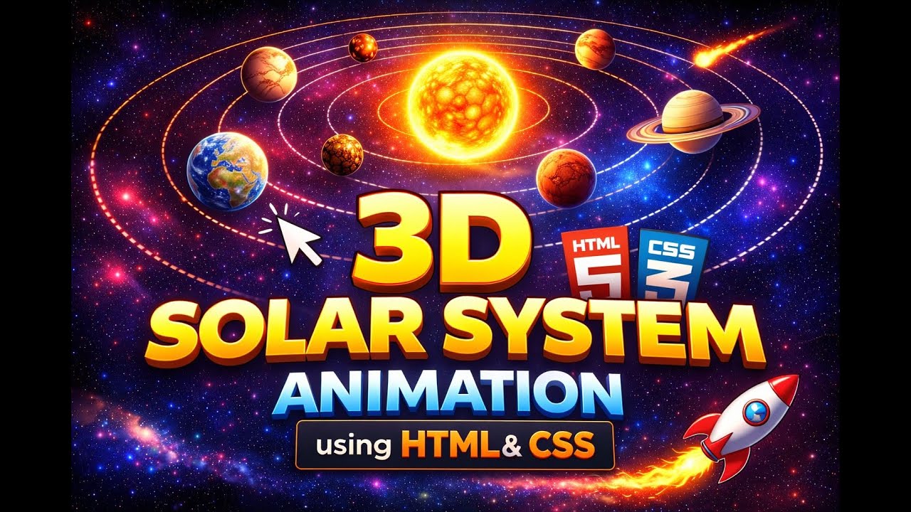 3D Solar System Animation Using HTML & CSS 🌍☀️ | Pure Frontend Project